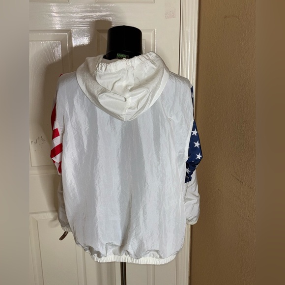 Vintage Surf Style Windbreaker Jacket OSFA Surfer Retro 80s USA Flag Fast Ship - Picture 3 of 10